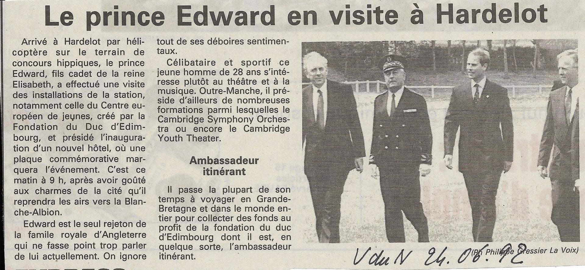le princde EDWARD en visite à Hardelot